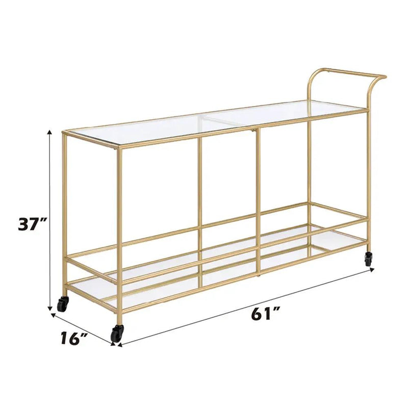 Kenda - Serving Cart - Clear Glass, Mirrored & Gold by Unique Piece Furniture