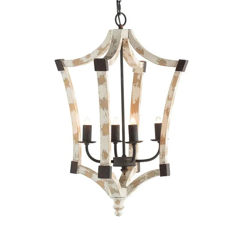 4 Light Chandelier, Hanging Light Fixture With Adjustable Chain For Kitchen, Bulb Not Included - Cream by Unique Piece Furniture
