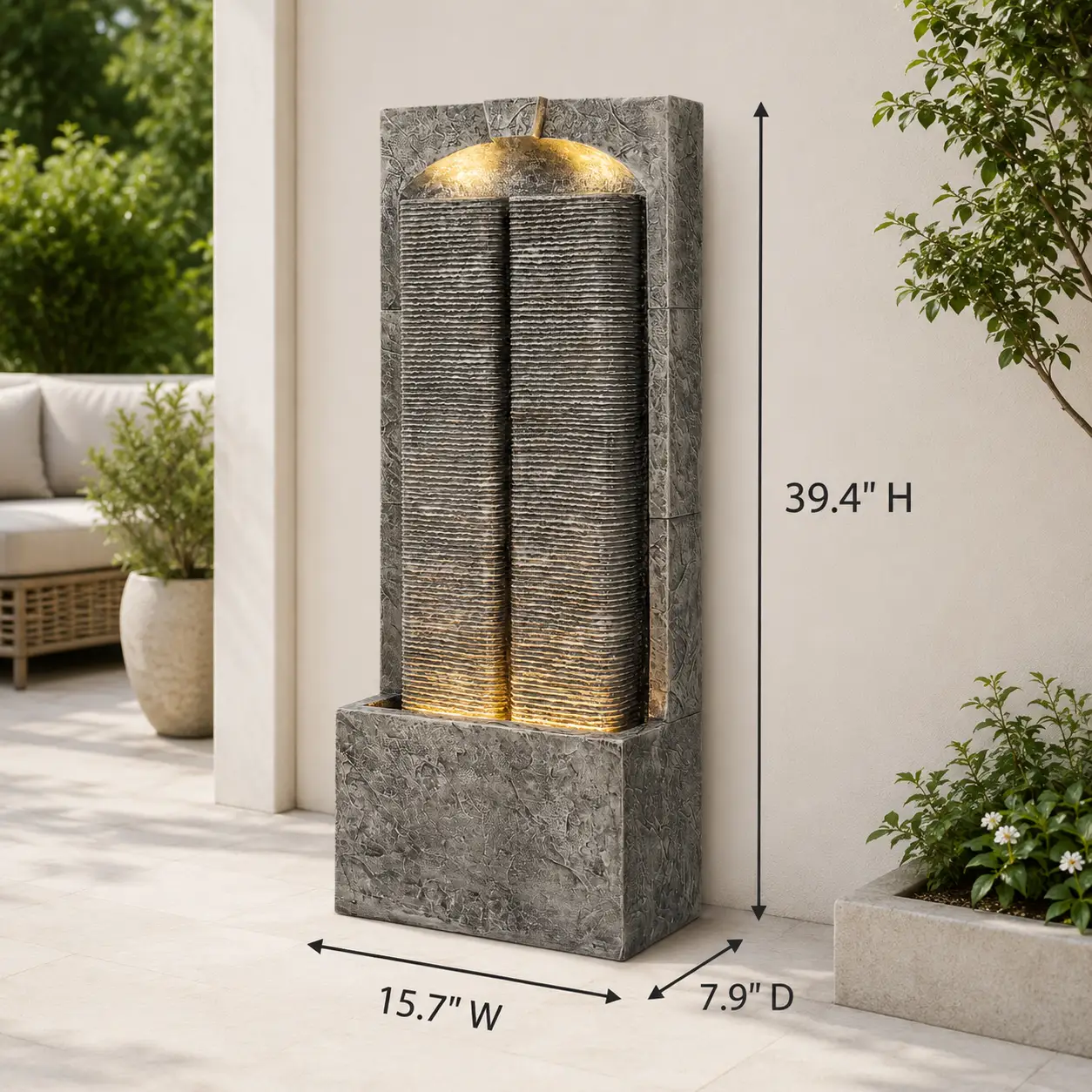 Cascading LED Outdoor Water Fountain - 39" H by HouseOfZazla