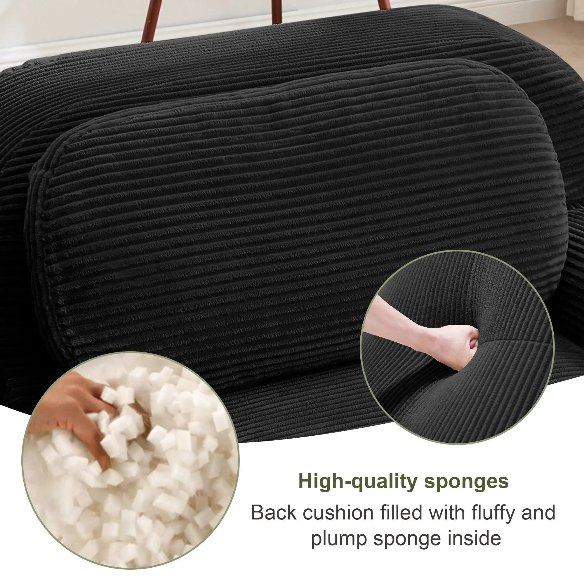 U-Shaped Modular Sofa with Breathable Corduroy Fabric by HouseOfZazla
