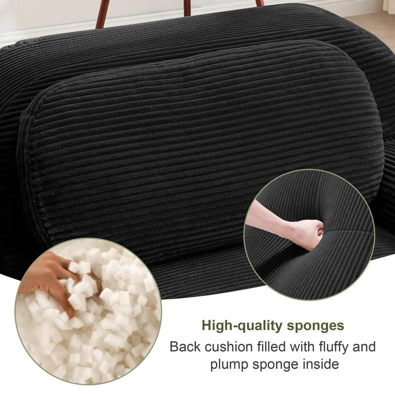 U-Shaped Modular Sofa with Breathable Corduroy Fabric by HouseOfZazla