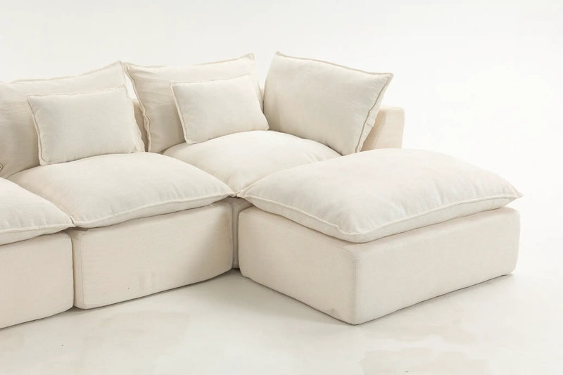 129.8" Width Cloud Couch Oversized Modular Sectional Sofa by HouseOfZazla