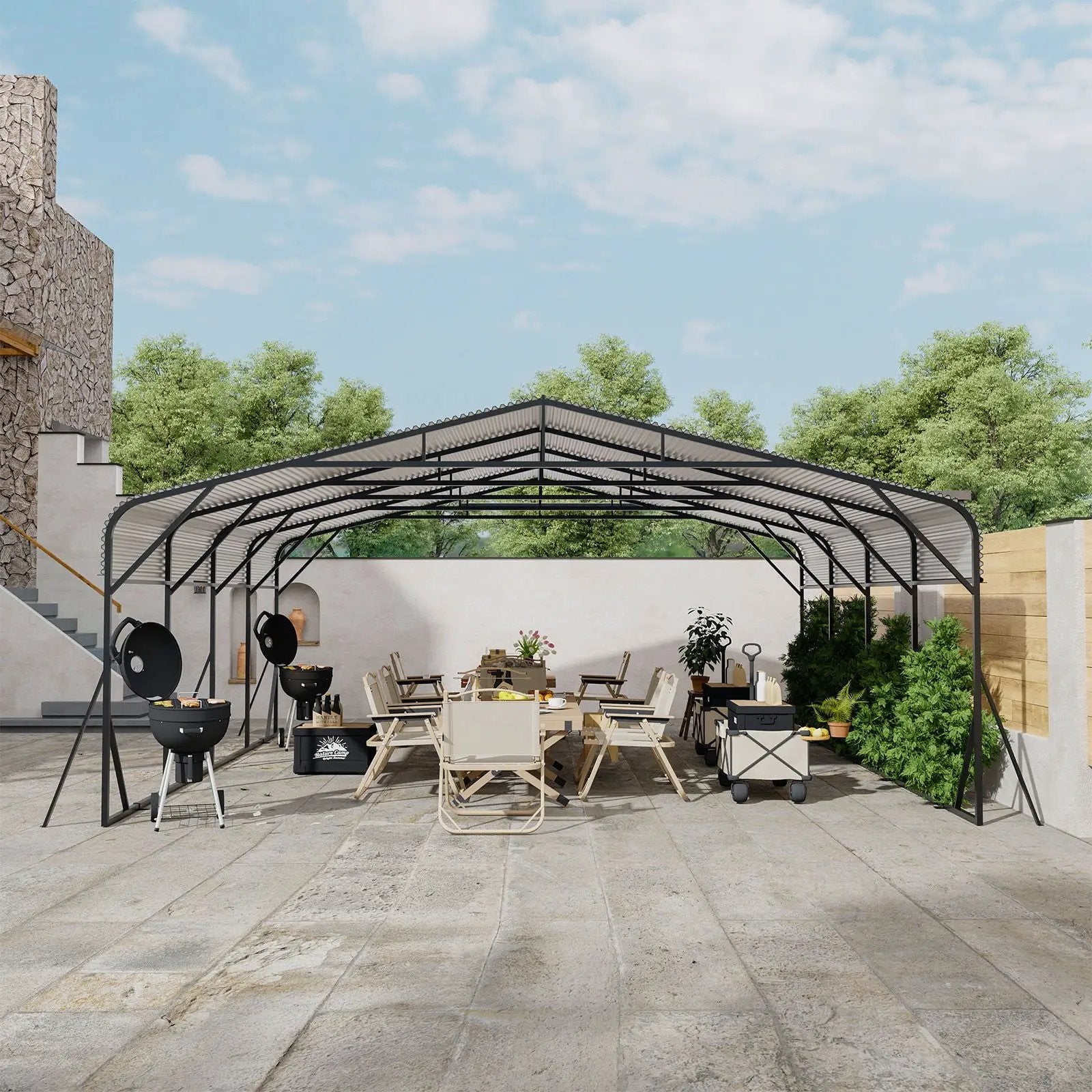 Heavy Duty Carport, All Weather Shelter - Black by HouseOfZazla