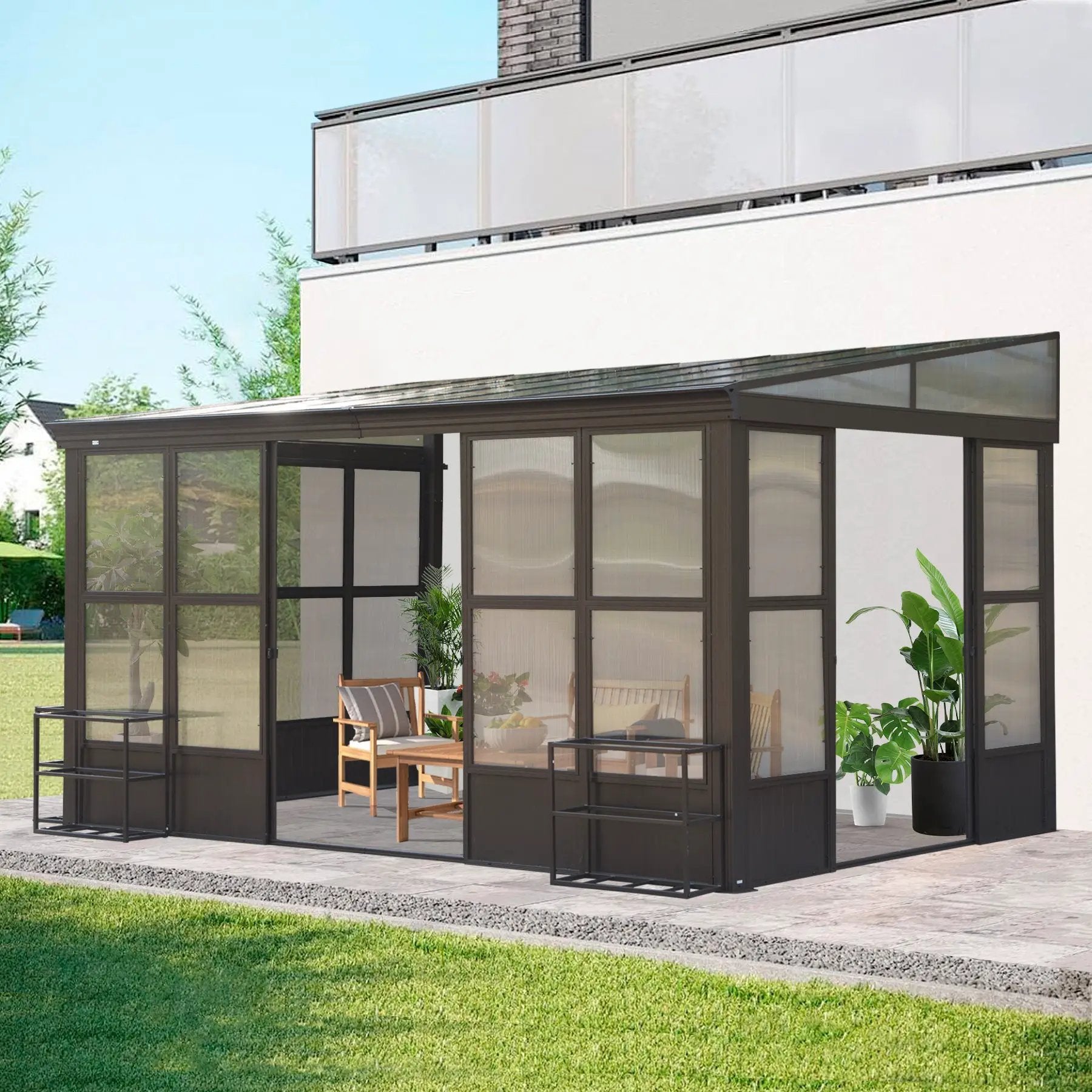10x12FT All Season Aluminum Sunroom with Detachable Windows by HouseOfZazla
