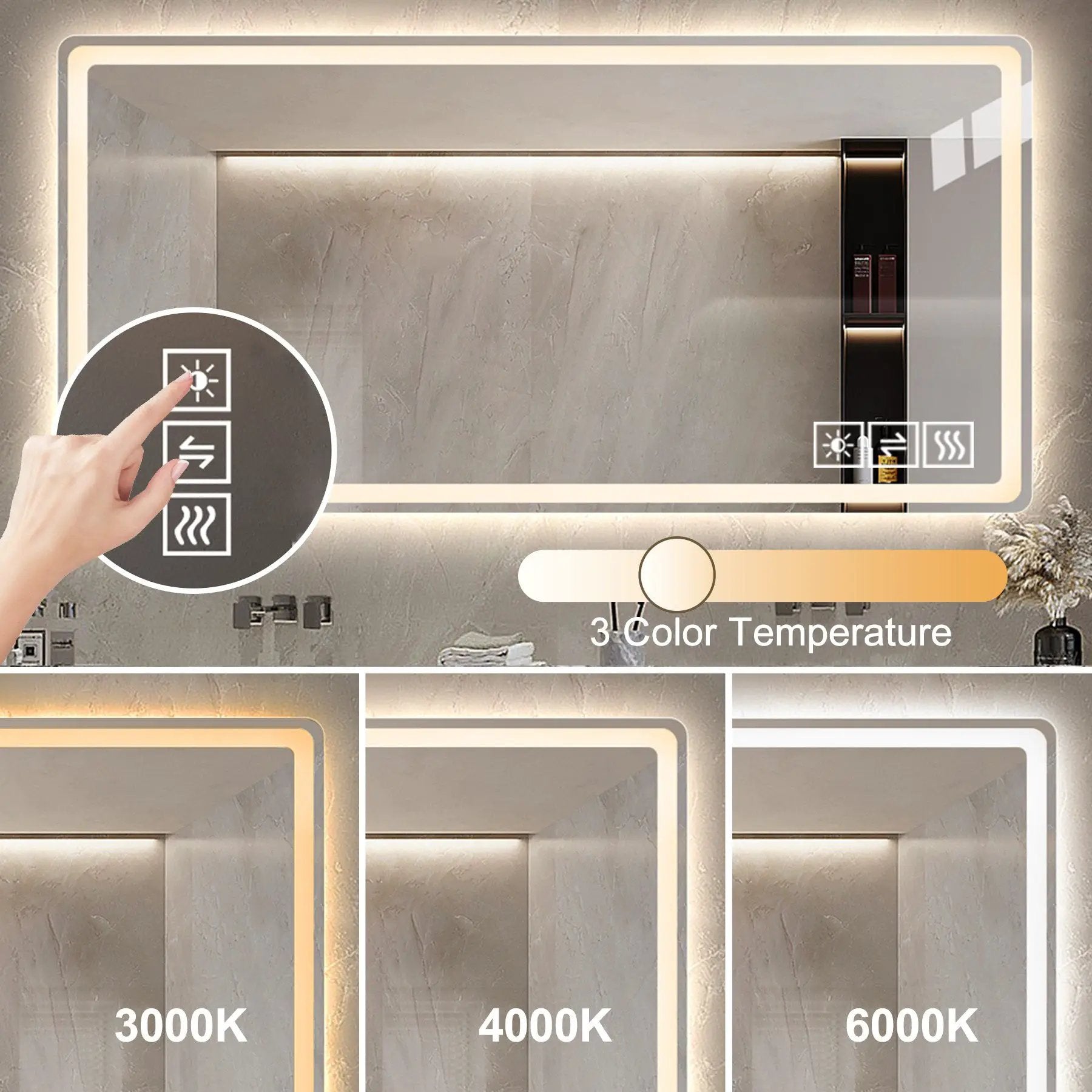 24X40 Inch LED Bathroom Mirror Vanity with Front Lights by HouseOfZazla