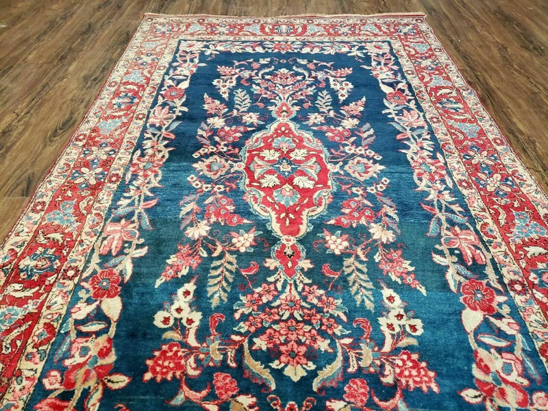 4' X 7' Vintage Handmade Turkish Wool Rug Flowers Birds Tree Of Life Blue Red by Jewel Rugs