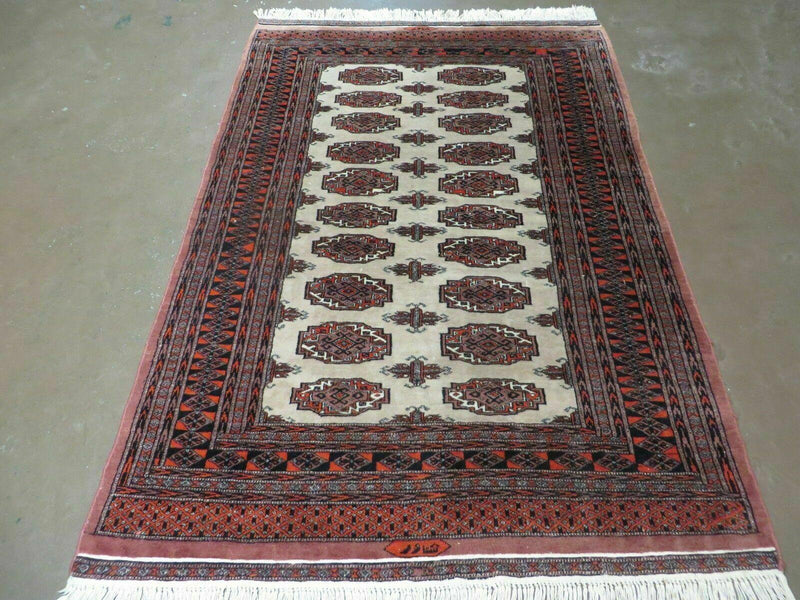 4' X 6' Vintage Handmade Bokhara Turkoman Pakistan Wool Rug Carpet Nice by Jewel Rugs
