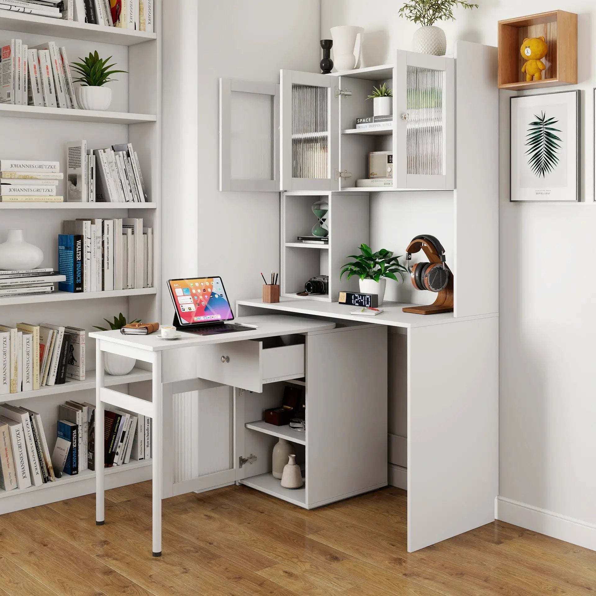 Computer Desk with Glass Door for Home Office or Study by HouseOfZazla