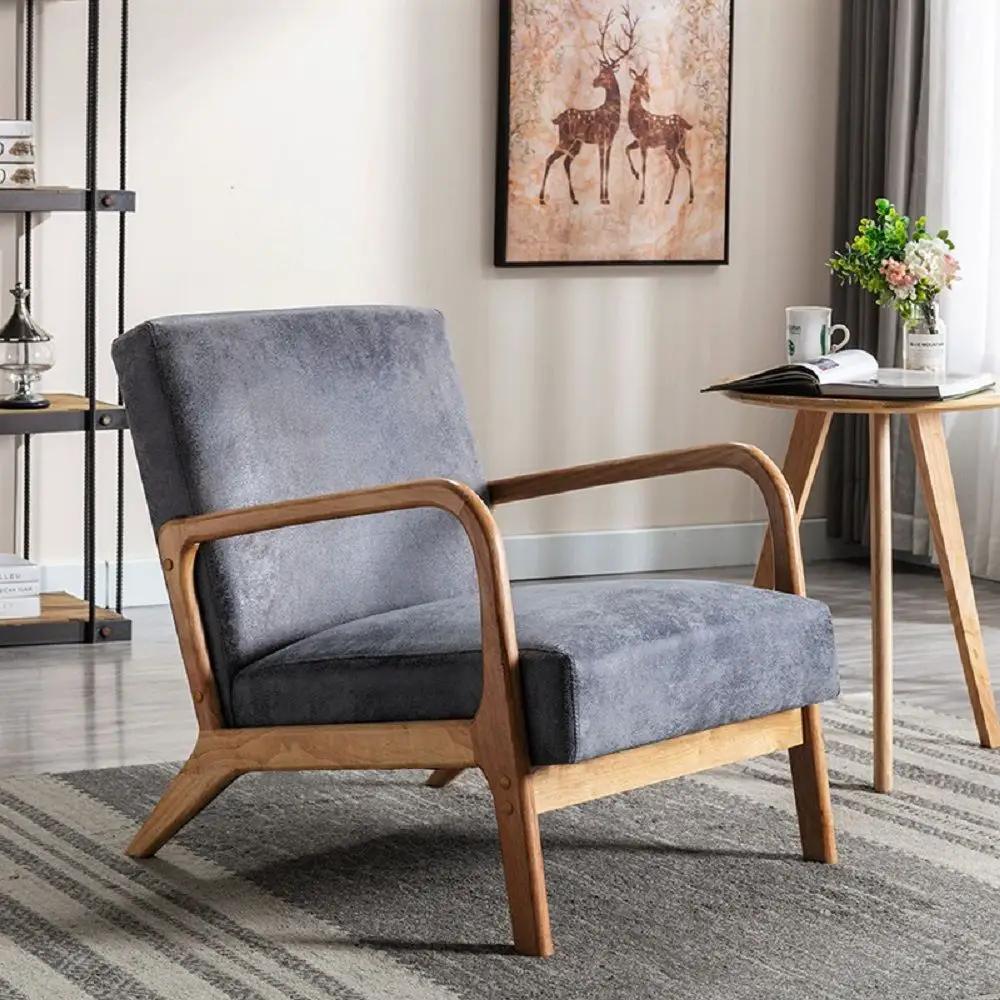 Classic Mid-Century Modern Accent Chairs, Open Framed Armchair With Cushioning by HouseOfZazla