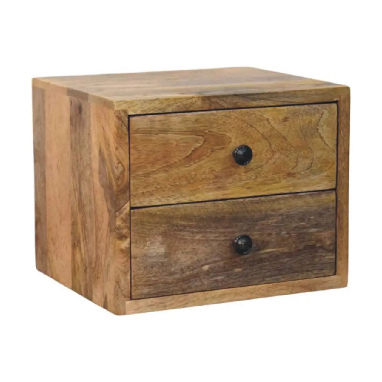Solid Wood Solis Wall-Mounted Nightstand, 2-Drawers, Oak-ish by HouseOfZazla