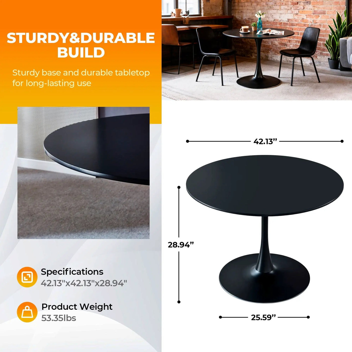 Mid-Century Tulip Dining Table With Round Top by Unique Piece Furniture