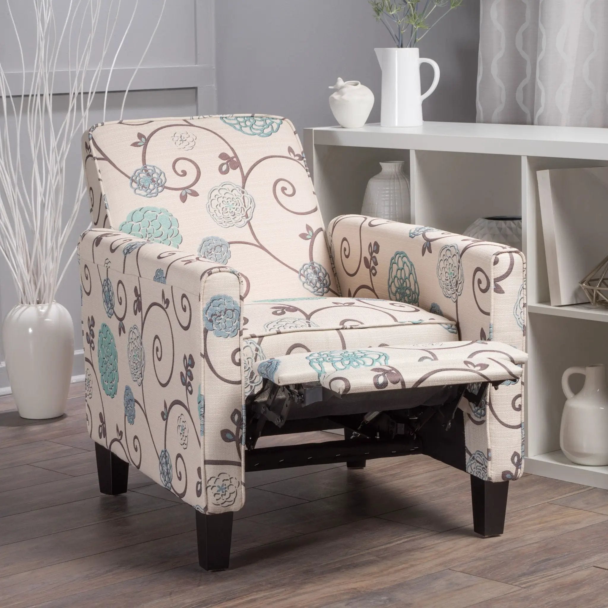 Push Back Upholstered Recliner Armchair by Unique Piece Furniture