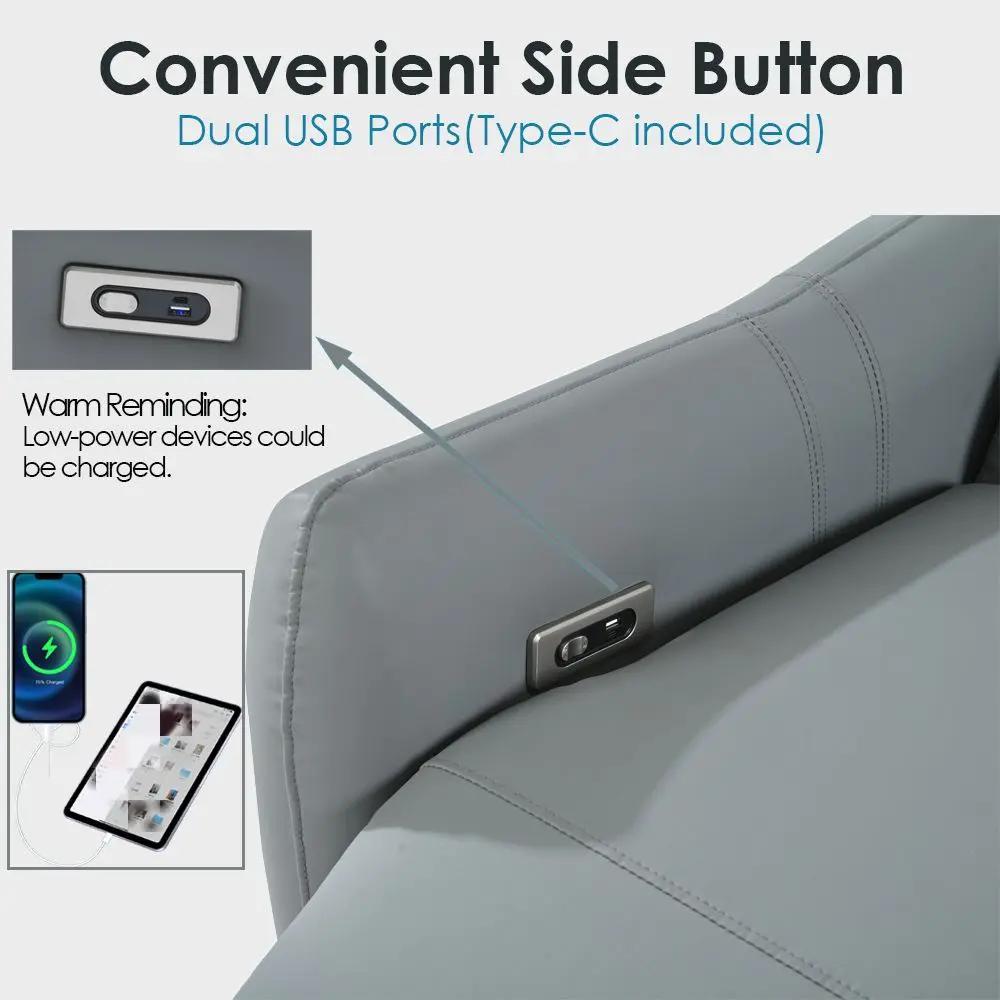 Wall Hugger Power Recliner Chair With USB Port (Type-C) by HouseOfZazla
