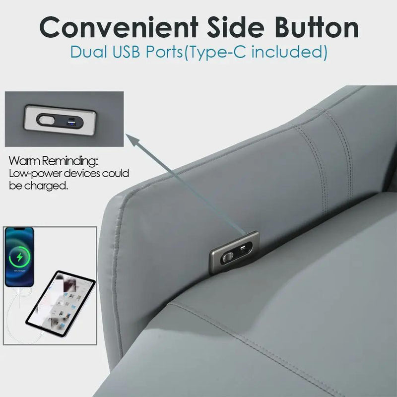 Wall Hugger Power Recliner Chair With USB Port (Type-C) by Unique Piece Furniture