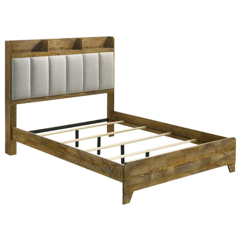 Henderson 57-inch Eastern King Bookcase Panel Bed Medium Oak by Unique Piece Furniture