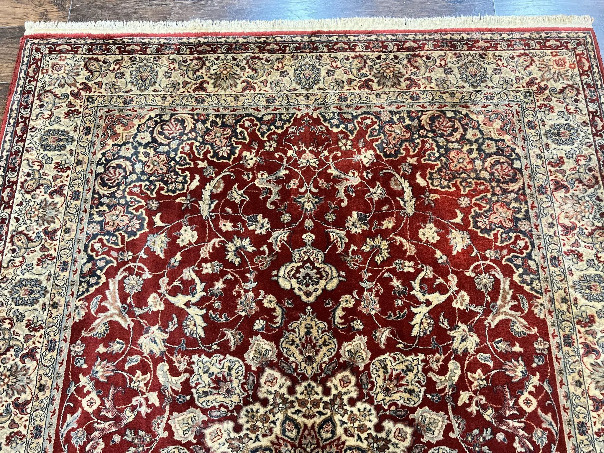 Couristan Rug 5.6 x 8, Floral Medallion, Dark Red Cream, Belgium Power Loomed Rug, Taj Mahal Rug, Vintage Oriental Wool Carpet by Jewel Rugs