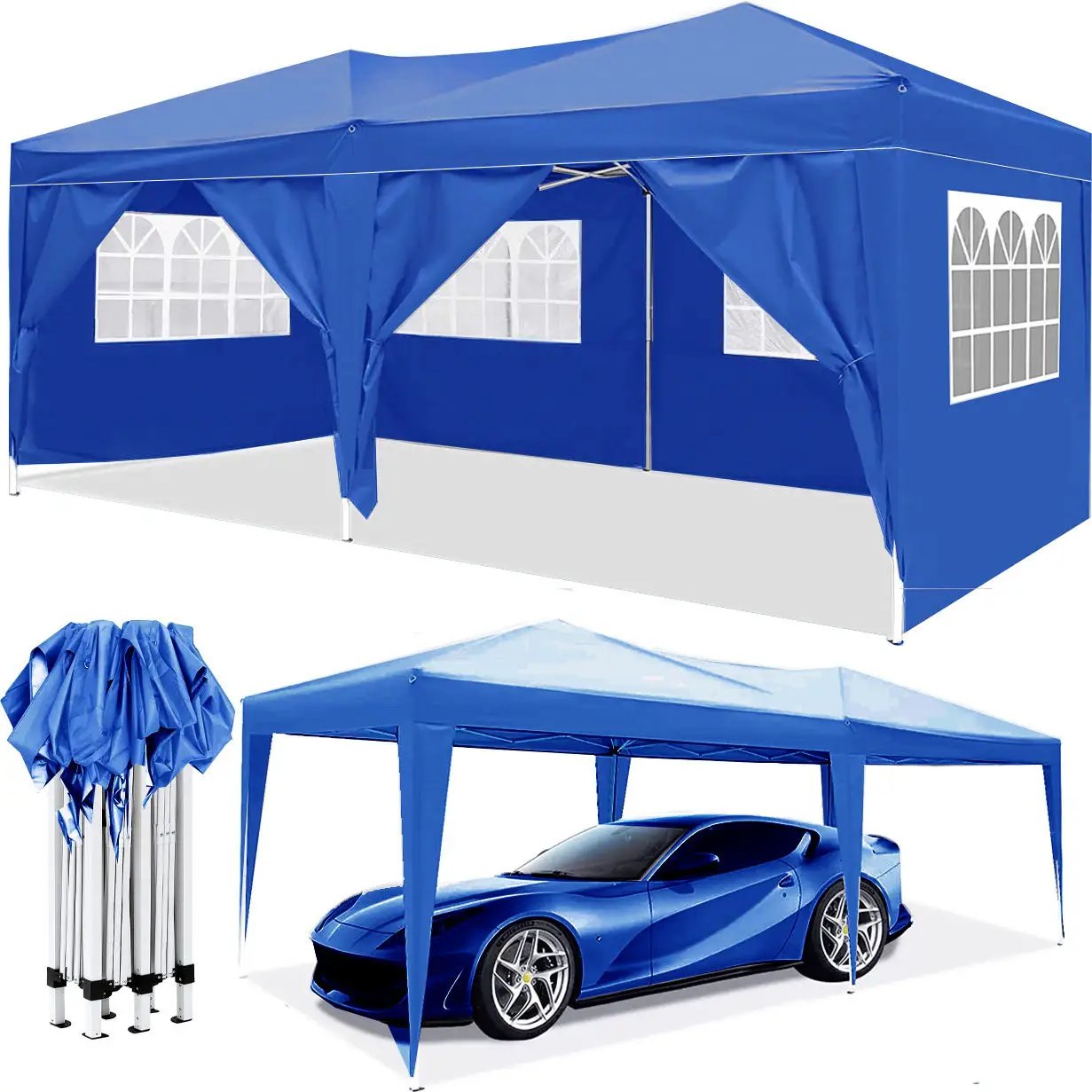 10'x20' EZ Pop Up Canopy Outdoor Portable Party Folding Tent with 6 Removable Sidewalls by HouseOfZazla