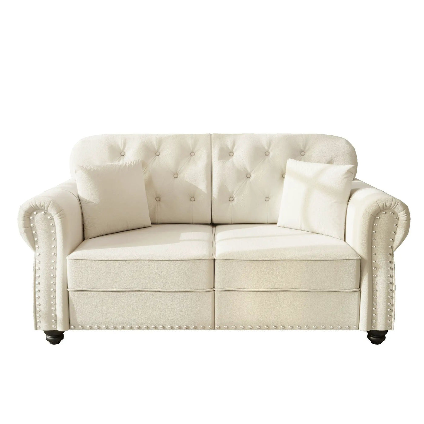 Upholstered Sofa Set With Nailhead Trim And Rolled Armrests, Includes Pillows by HouseOfZazla