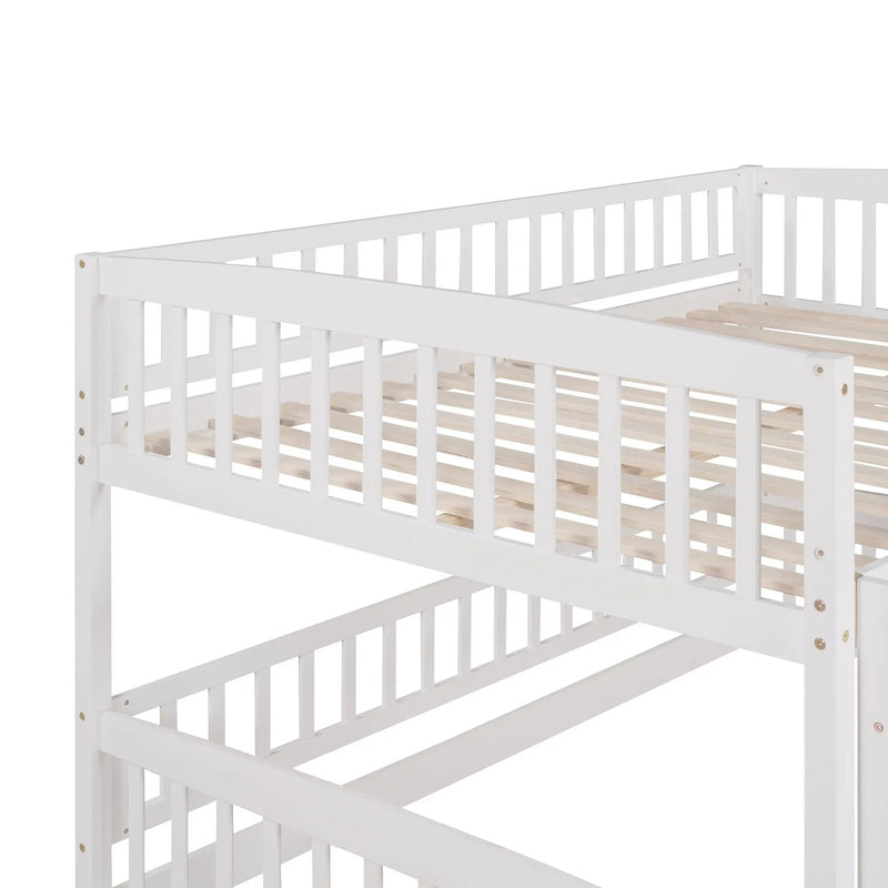 Low Bunk Bed With Slide, Fence And Ladder