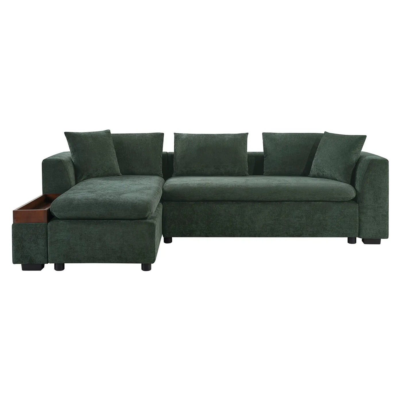 Modern L Shaped Sectional Sofa With Upholstery And Wooden Storage by HouseOfZazla