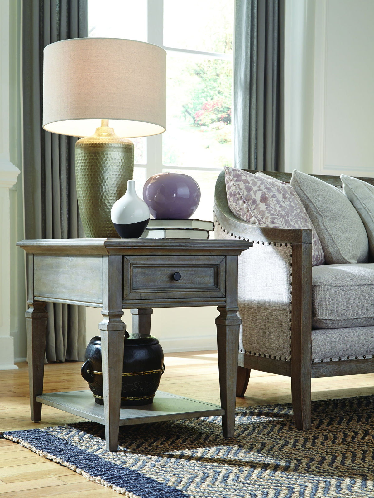 Lancaster - Rectangular End Table - Dove Tail Gray, photo 2 of 7