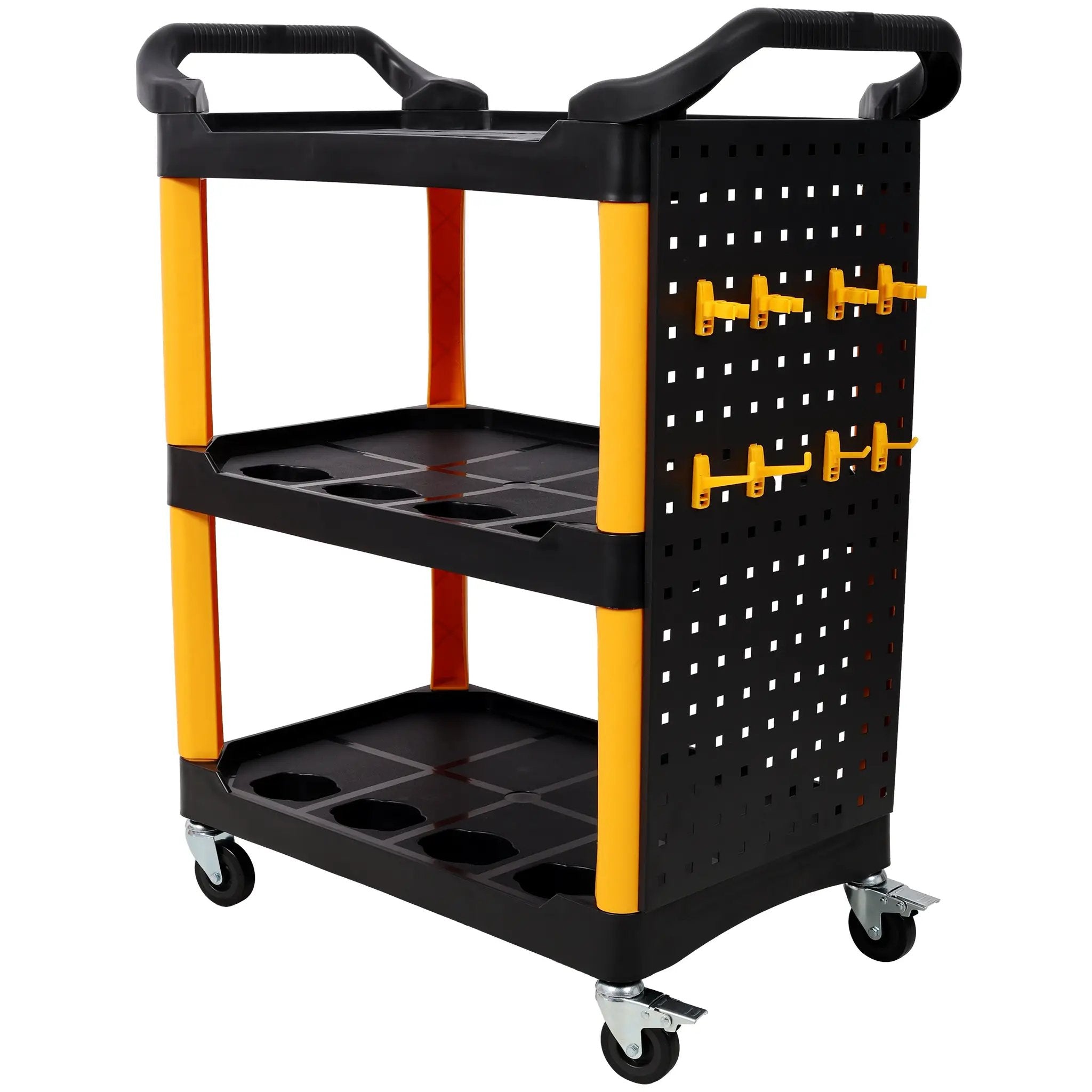 3 Tier Rolling Auto Detail Cart With Wheels - Yellow & Black by HouseOfZazla
