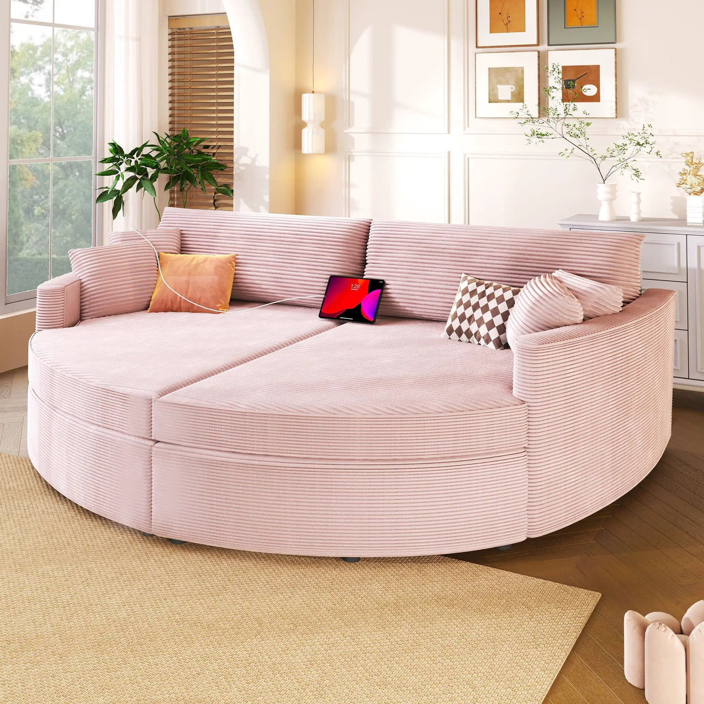 Oversized Double Chaise Lounge Sofa With USB Ports by HouseOfZazla