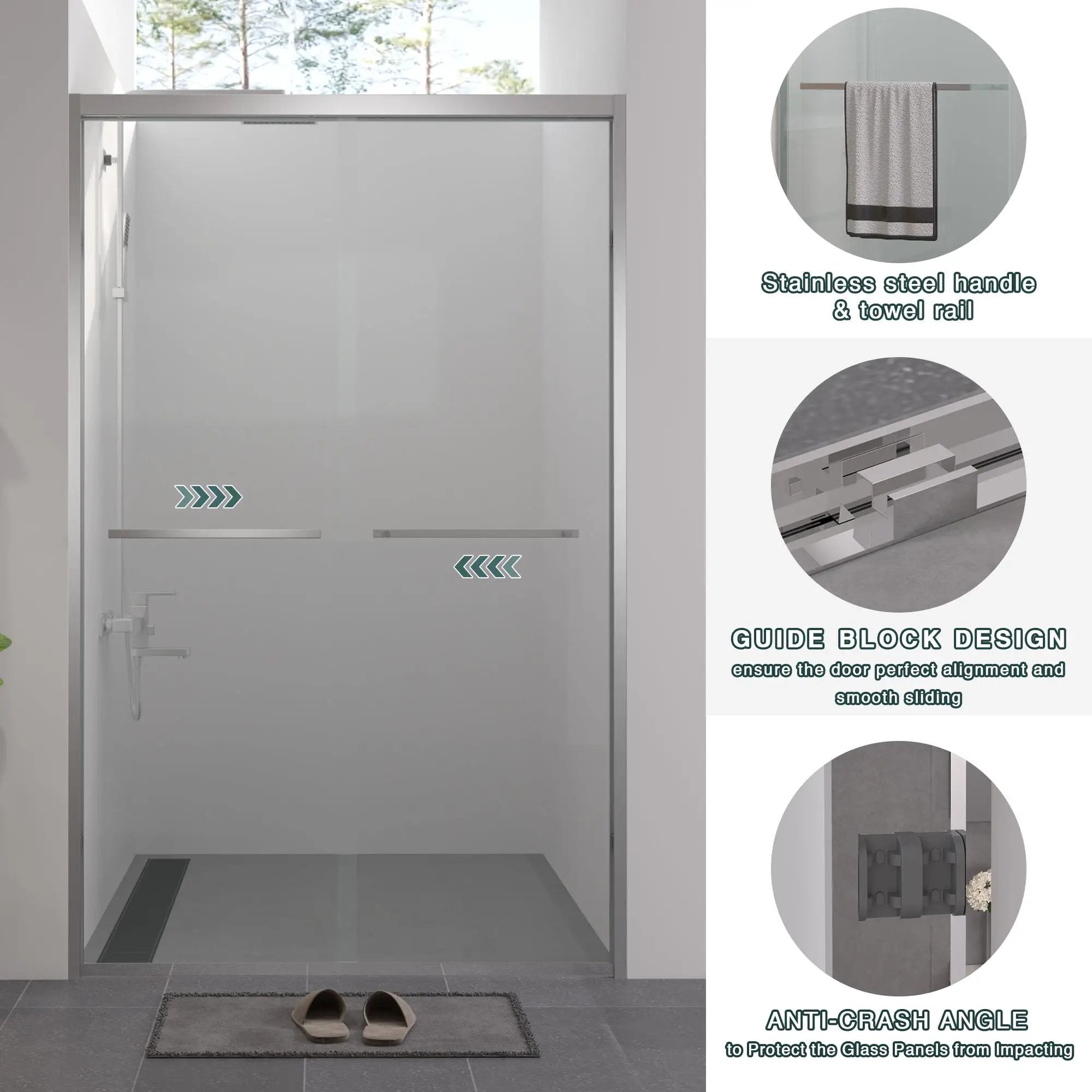 Premium Aluminum Frame Double Sliding Shower Door by HouseOfZazla