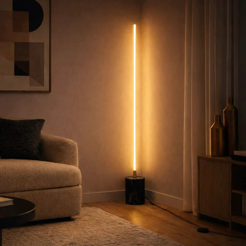 Prism - LED Floor Lamp With On / Off Switch Base - Gold / Marble by HouseOfZazla