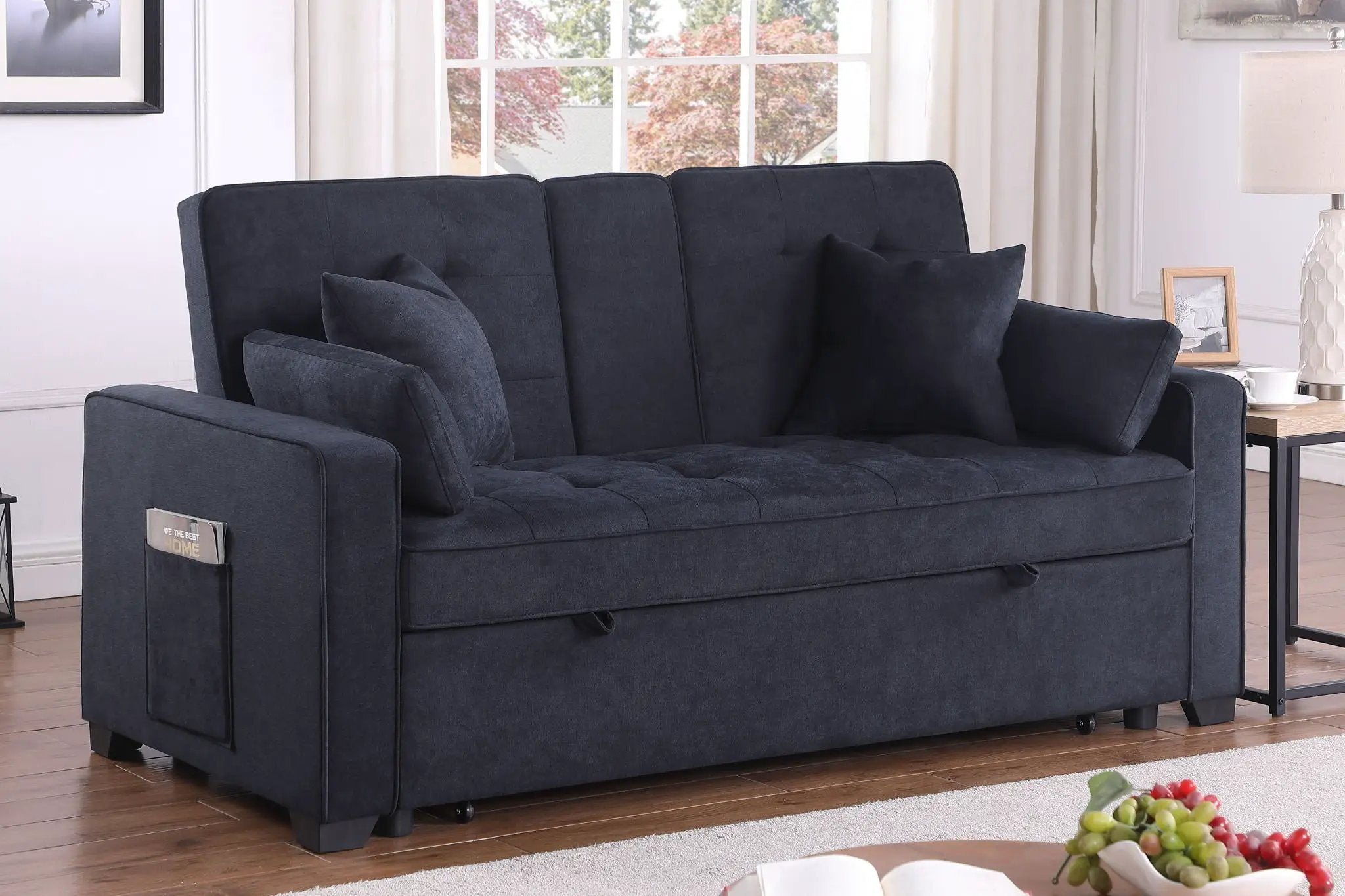 Cody II - 69.5"W Woven Fabric Convertible Sleeper Loveseat with Cup Holder by HouseOfZazla