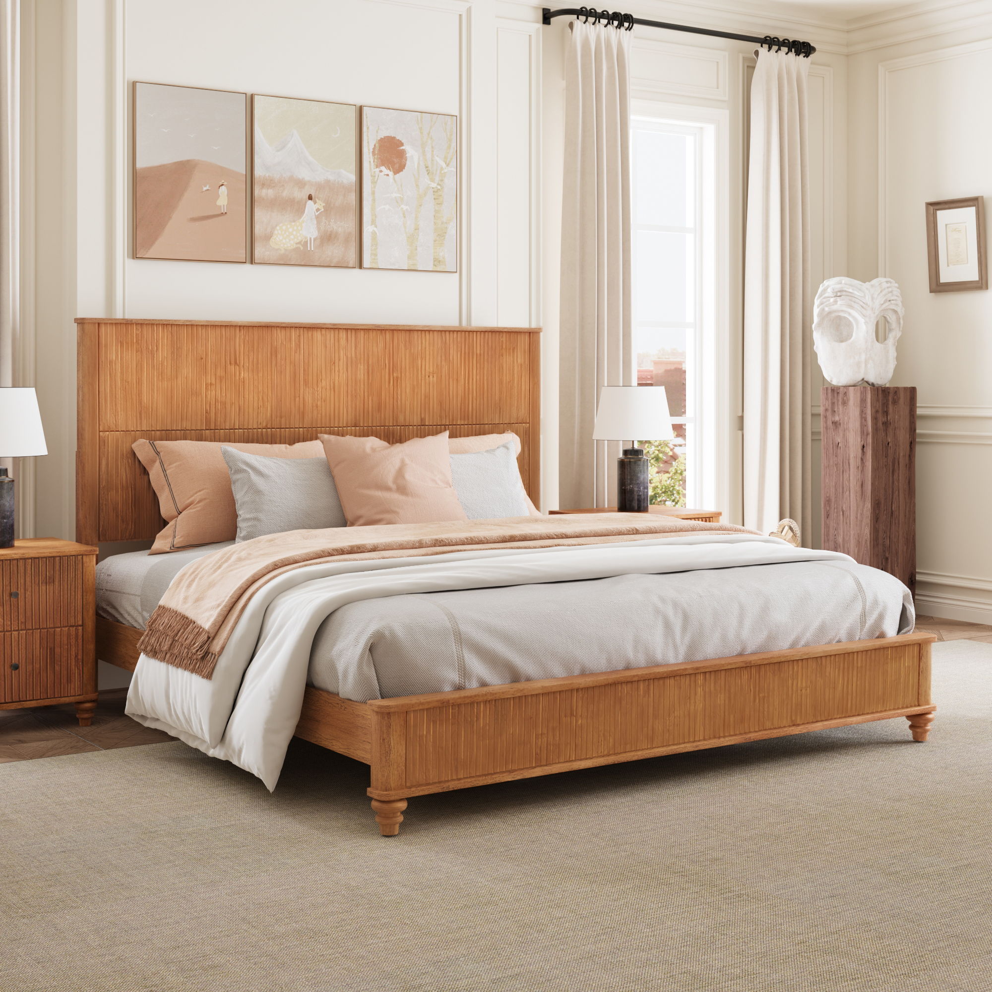 Platform Bed Frame With Tall Headboard by HouseOfZazla