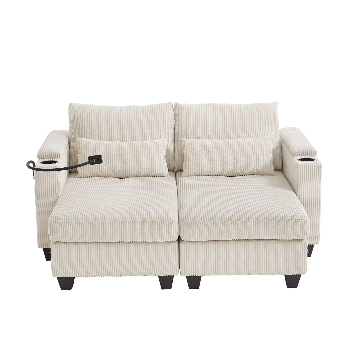 Convertible Chaise Lounge Sofa Chair With USB Ports, Cup Holders, Phone Holder And Storage by HouseOfZazla