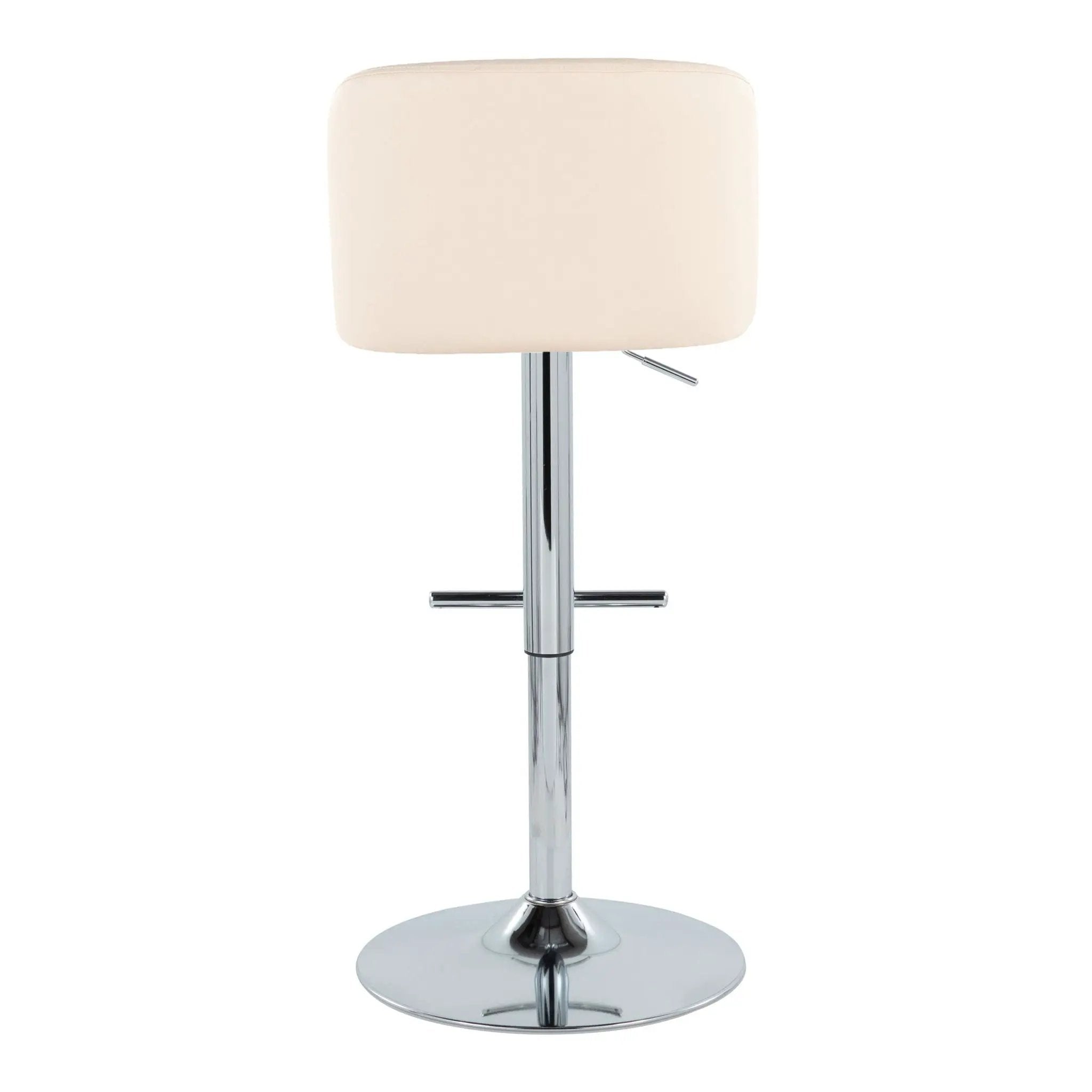 Toriano - Contemporary Adjustable Barstool With Swivel With Straight T Footrest (Set of 2) - Cream / Chrome by HouseOfZazla