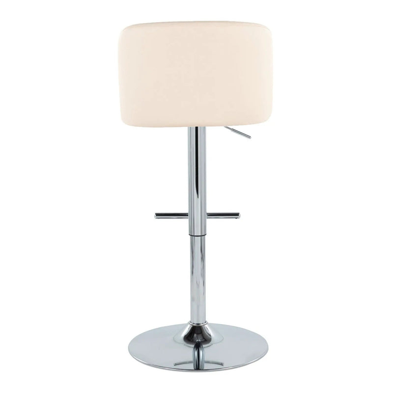 Toriano - Contemporary Adjustable Barstool With Swivel With Straight T Footrest (Set of 2) - Cream / Chrome by HouseOfZazla