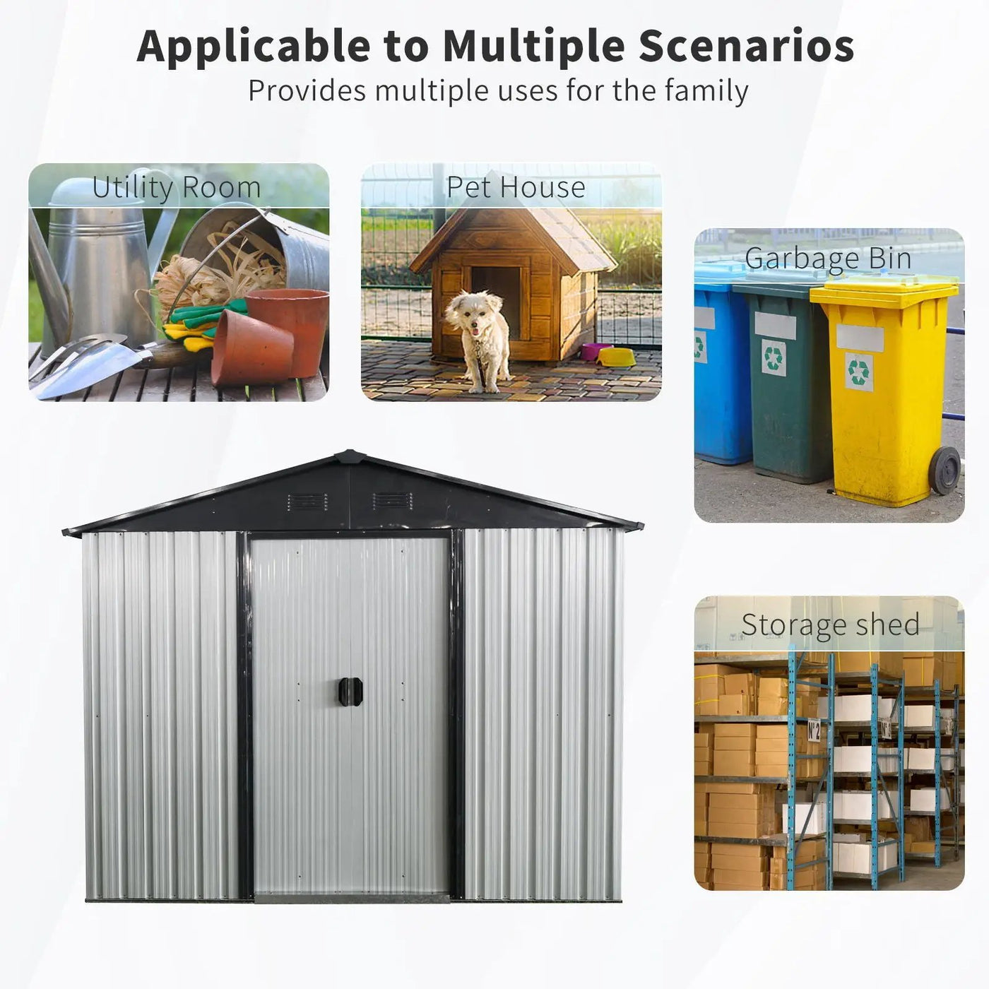 8Ft X 4Ft Outdoor Metal Storage Shed With Window And Metal Foundation For Backyard, Patio, Lawn by HouseOfZazla