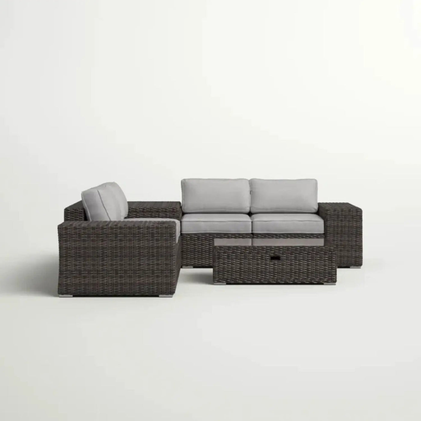 Modern Patio Rattan Sectional Set With Cushions by HouseOfZazla