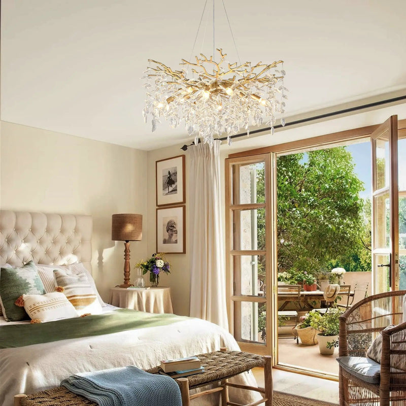 8-Light Crystal Gold Chandelier for Dining Room and Kitchen Island by HouseOfZazla