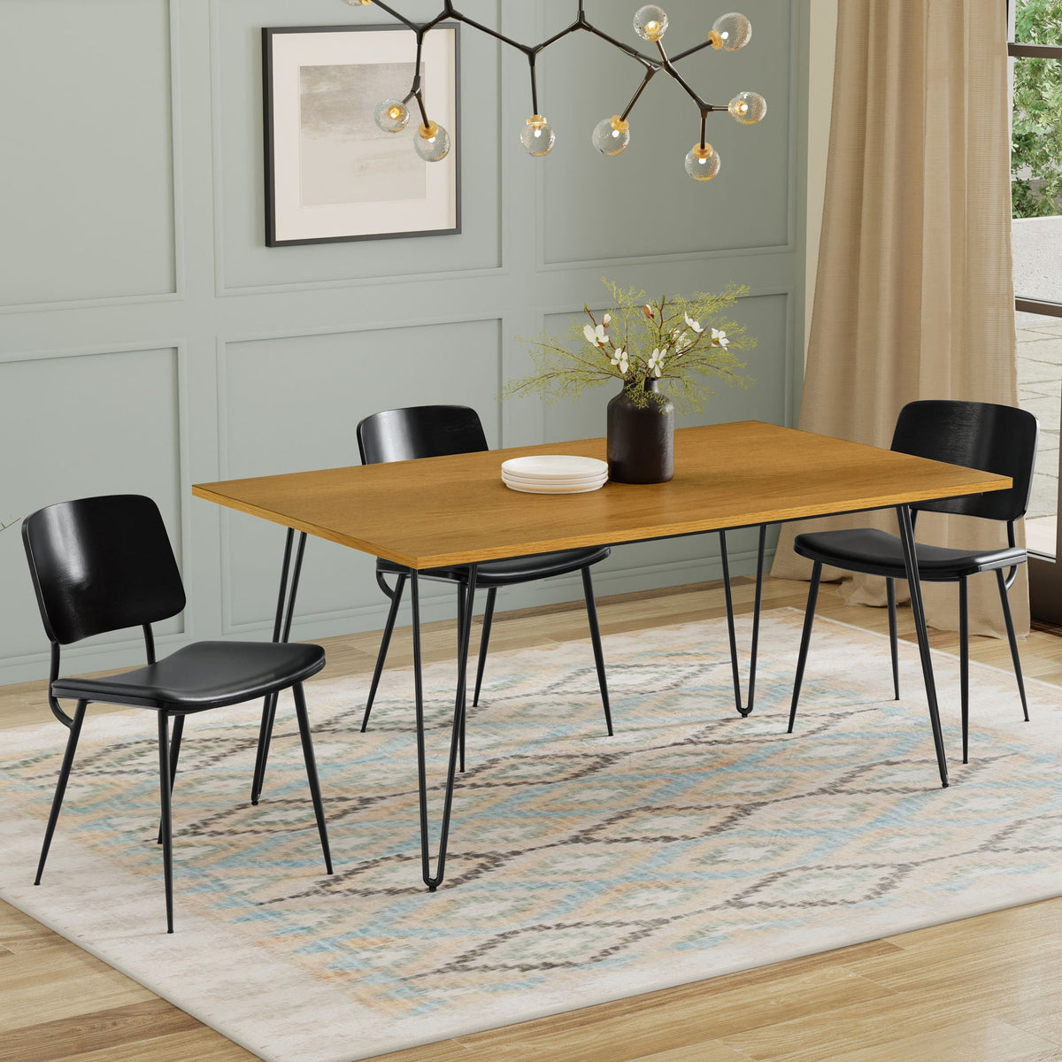 Square Mango Wood Dining Table with Metal Hairpin Legs - Light or Dark Brown, photo 6 of 40
