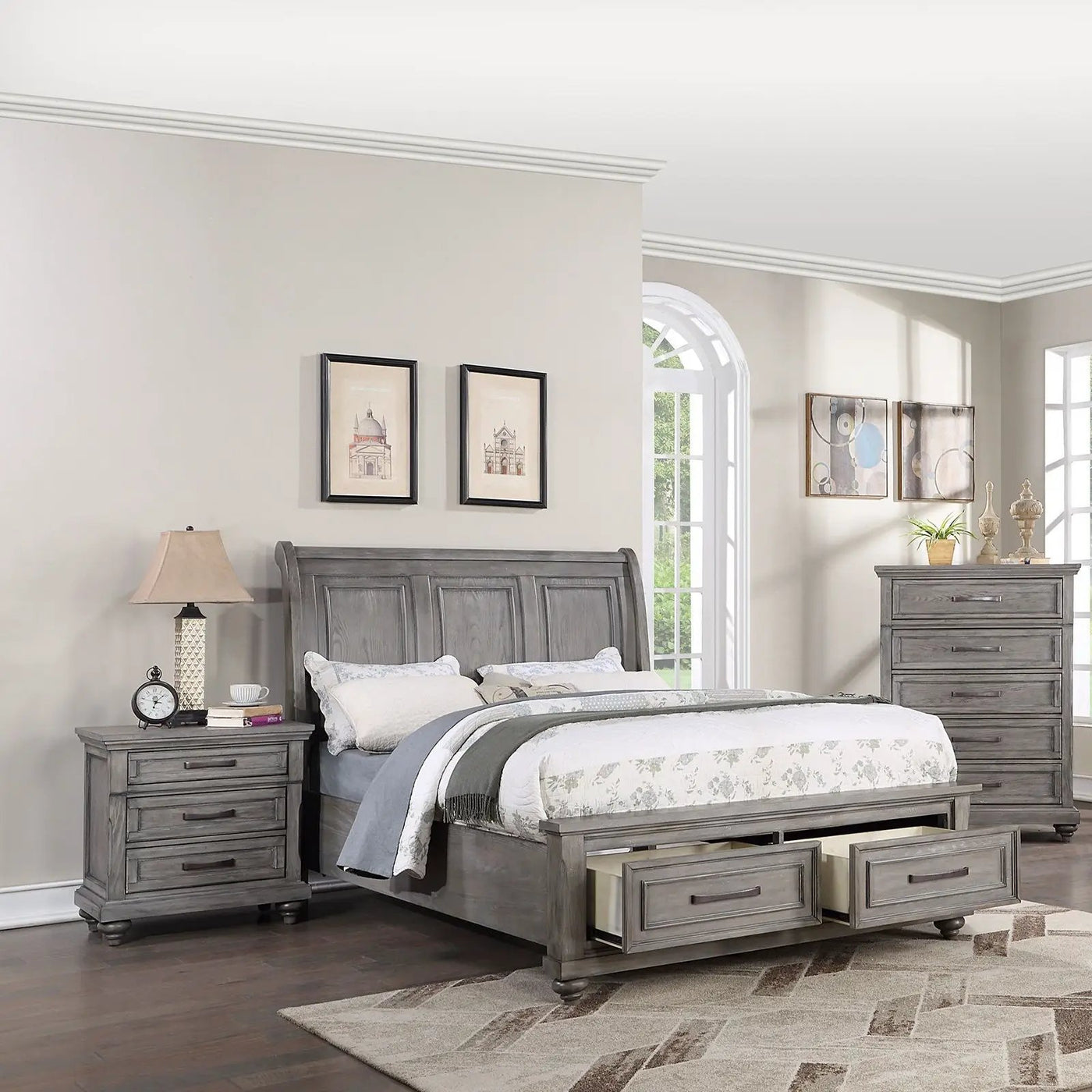 3 Piece Bedroom Set, Bed With 2 Nightstands by HouseOfZazla