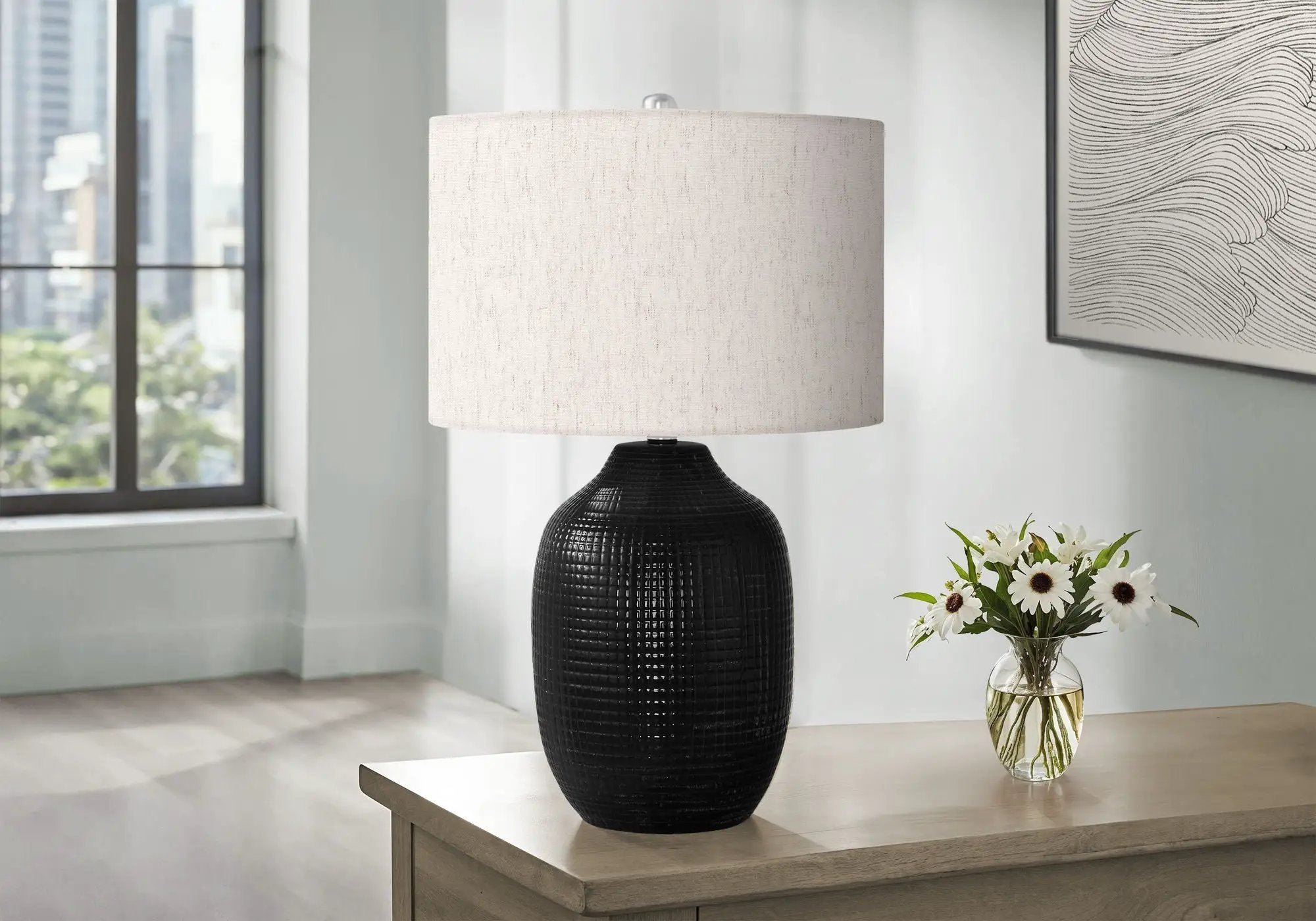 Lighting, Table Lamp, Ceramic, Contemporary - Black / Cream by HouseOfZazla