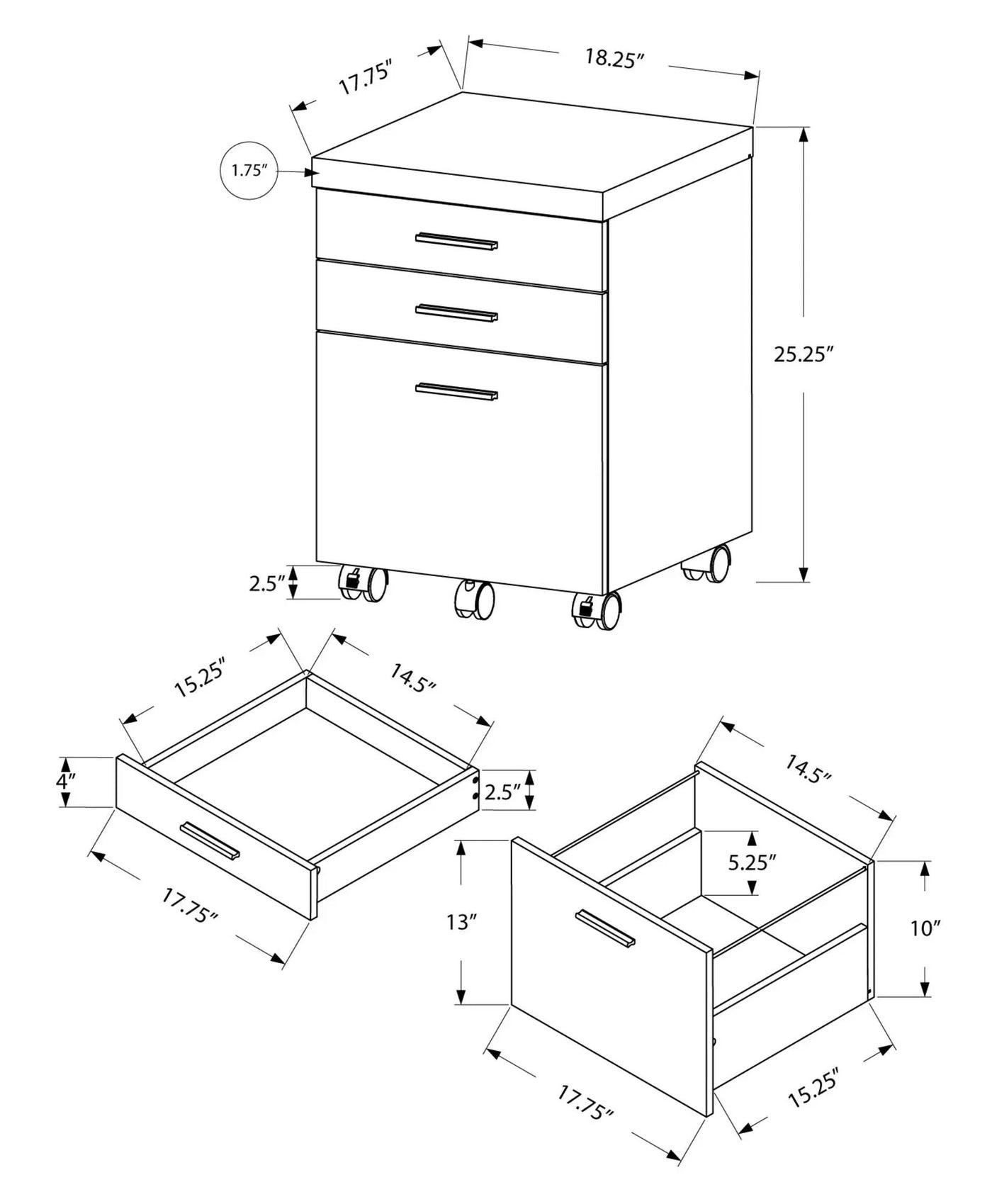 Rolling Mobile File Cabinet with Storage Drawers & Printer Stand by HouseOfZazla