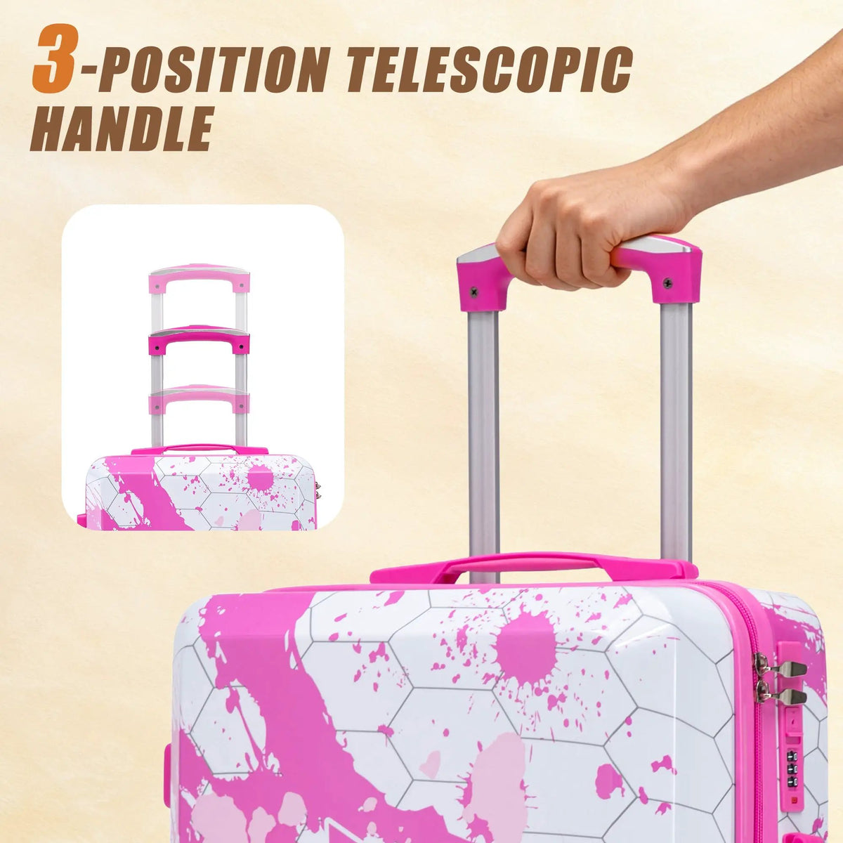 20 Inch PC Spinner Wheel Luggage - Pink by HouseOfZazla