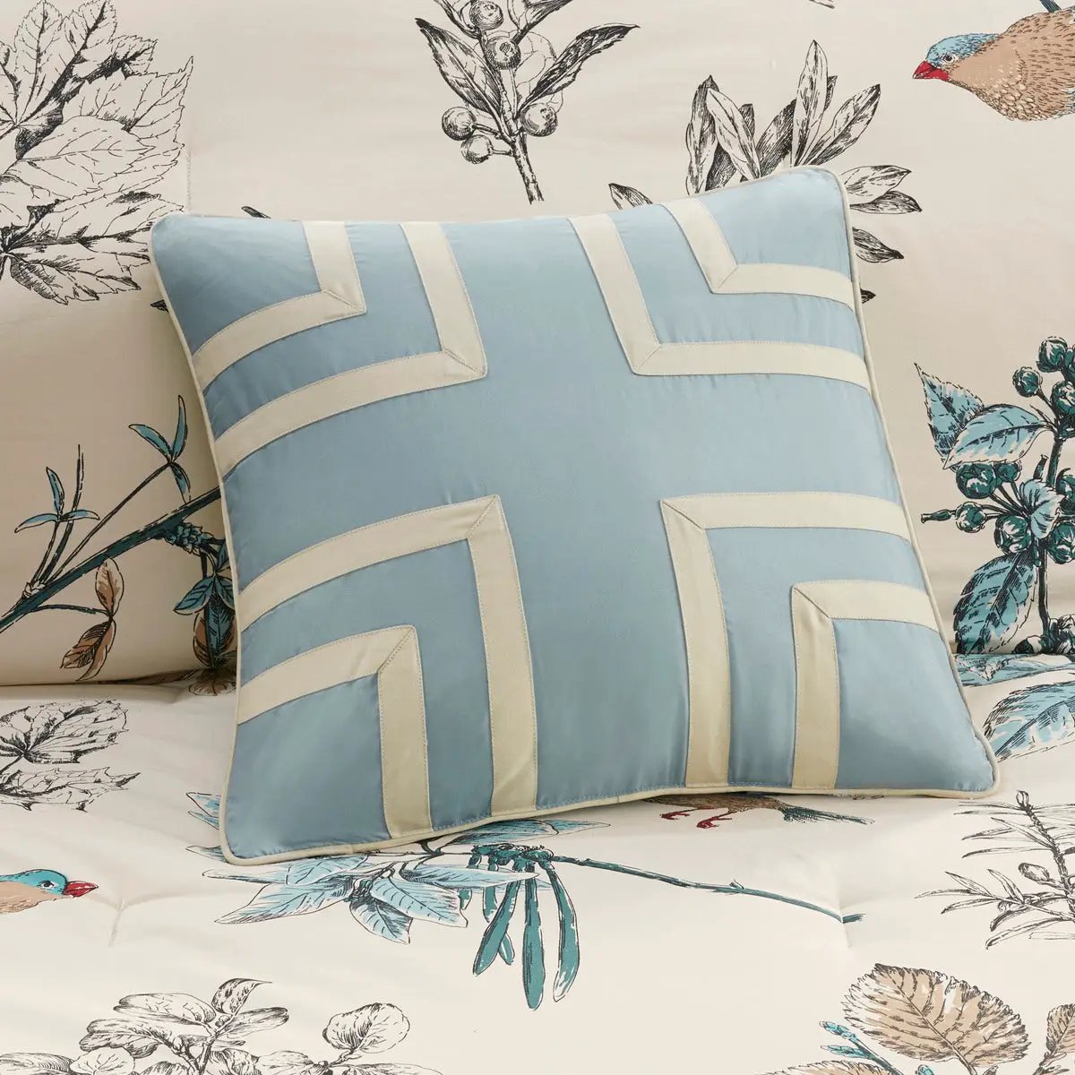 7 Piece Printed Cotton Twill Comforter Set Khaki King by HouseOfZazla