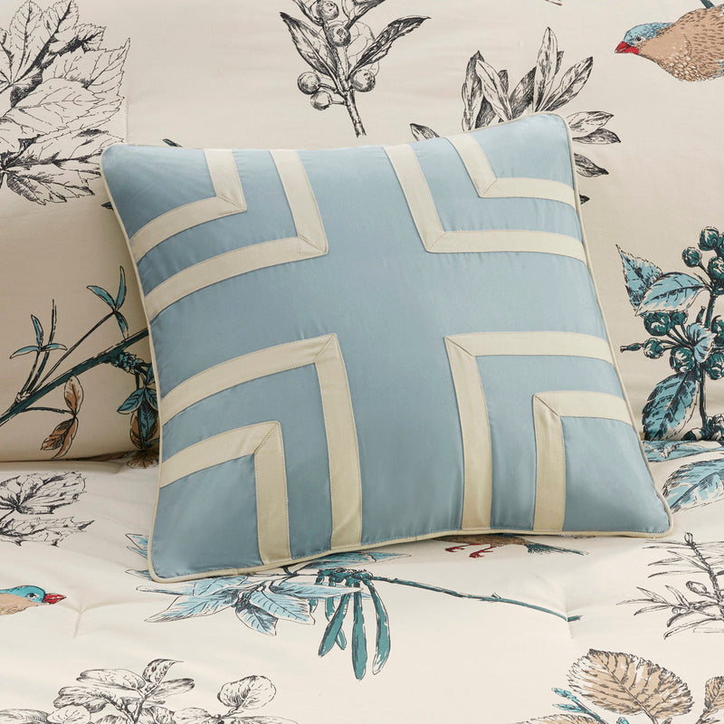7 Piece Printed Cotton Twill Comforter Set Khaki King by HouseOfZazla