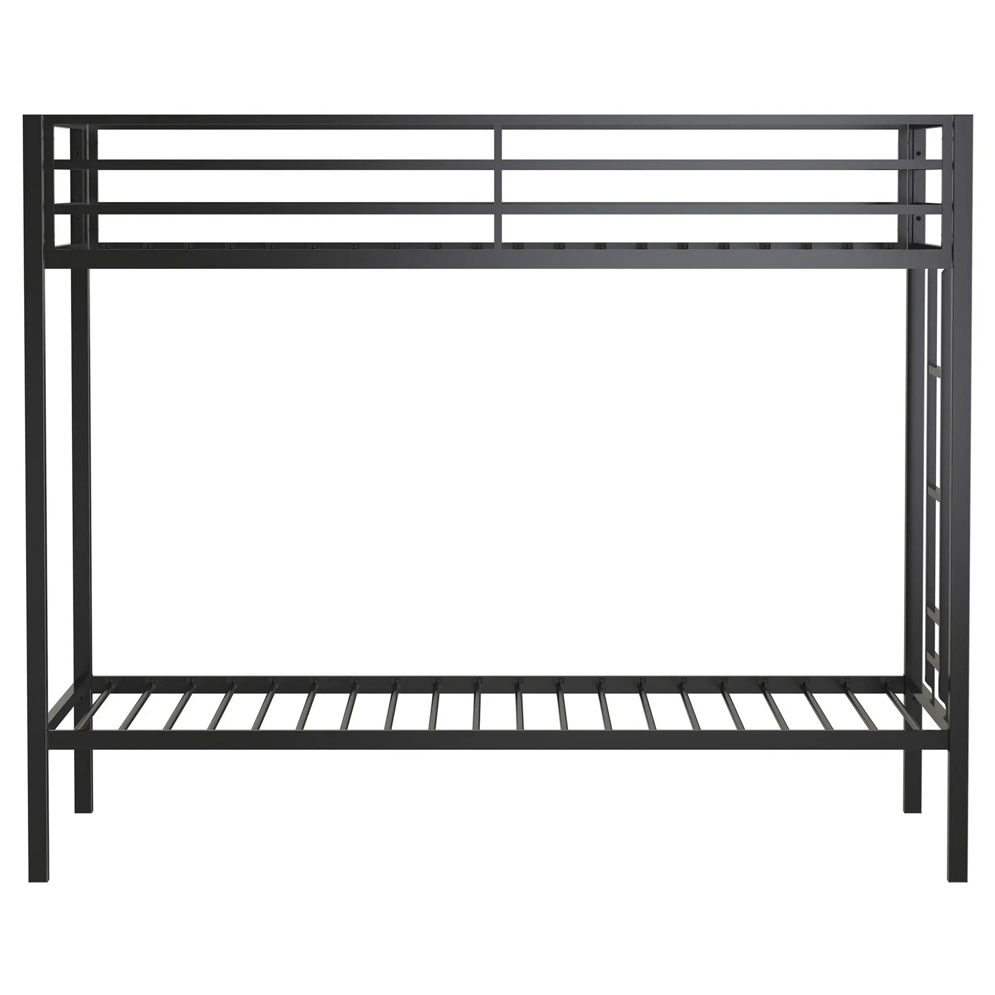 Alevera Metal Twin Over Twin Bunk Bed with Ladder Black by Unique Piece Furniture