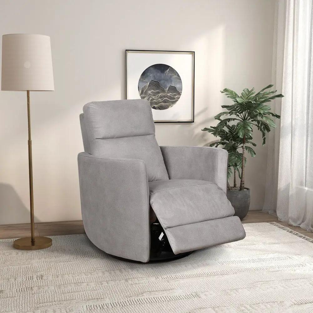 Lawson - Swivel Glider Suede Recliner Chair - Latte by HouseOfZazla
