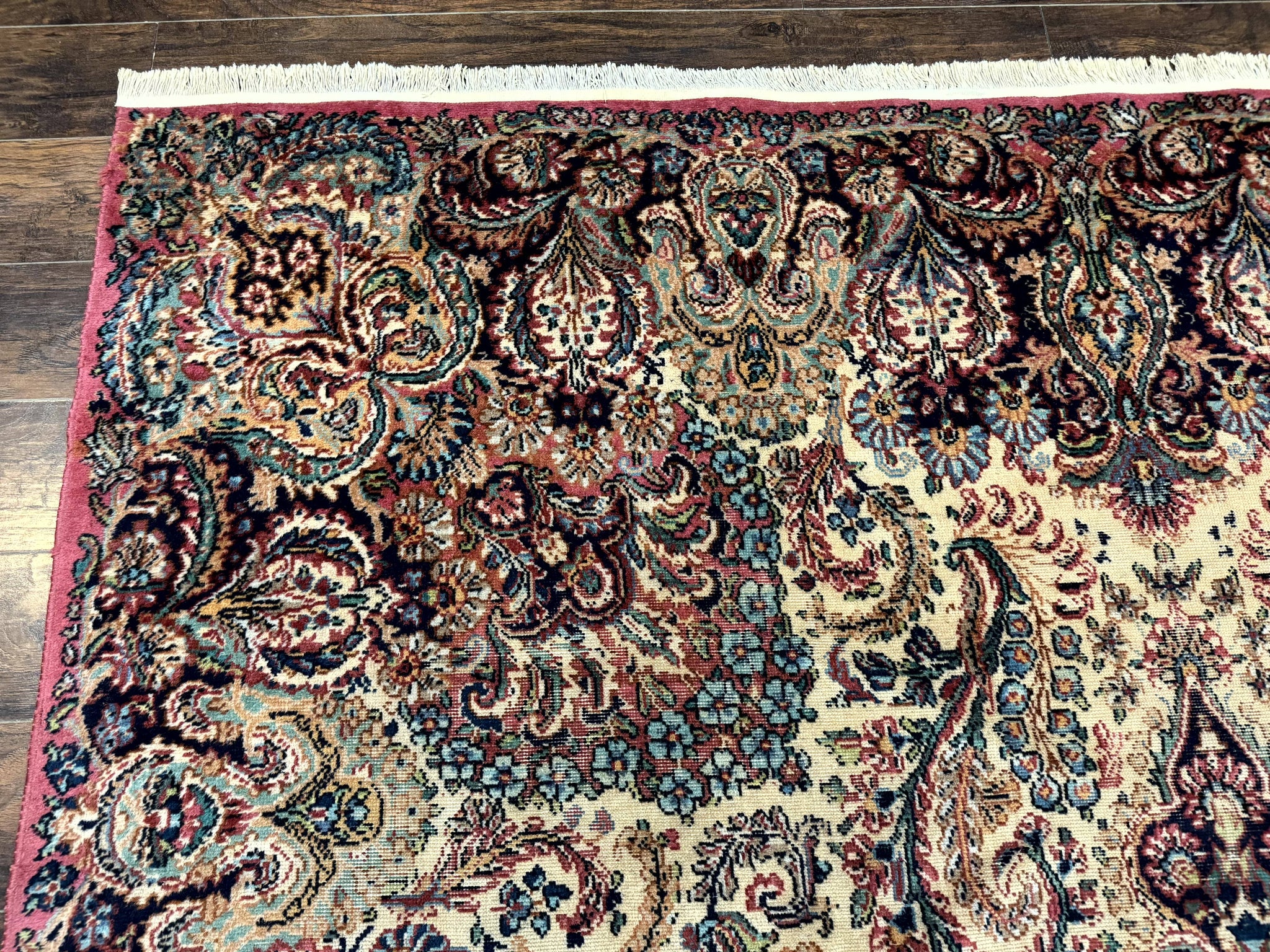 Antique Karastan Kirman Rug 8.8 x 12, Imperial Karastan #1427, Ivory Kirman by Jewel Rugs