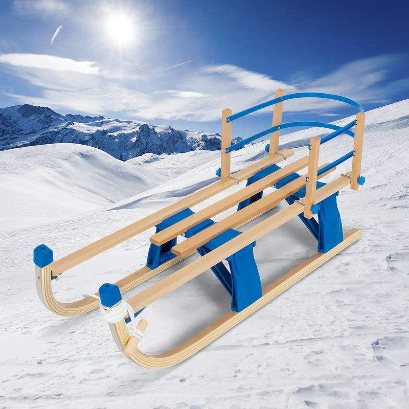 Folding Snowsled Portable Steering Slider with Pulling Ropes and Metal Rails by DirectDeals