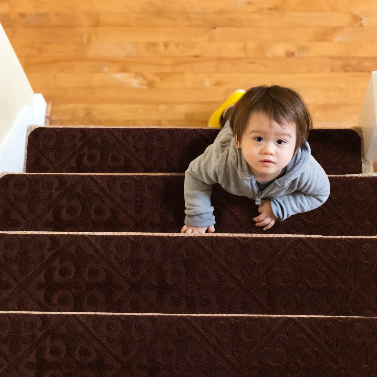15Pcs Indoor Non-Slip Stair Carpet Mats for Wooden Steps by DirectDeals