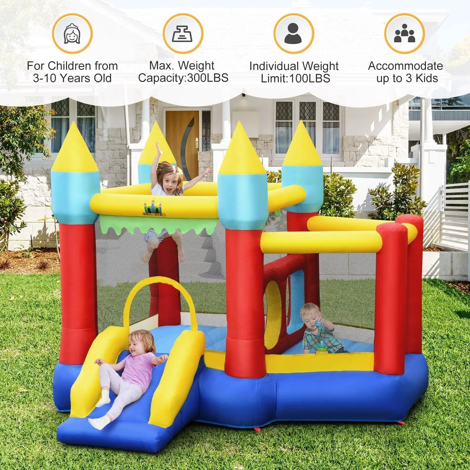 Inflatable Bounce Slide Jumping Castle Without Blower by DirectDeals
